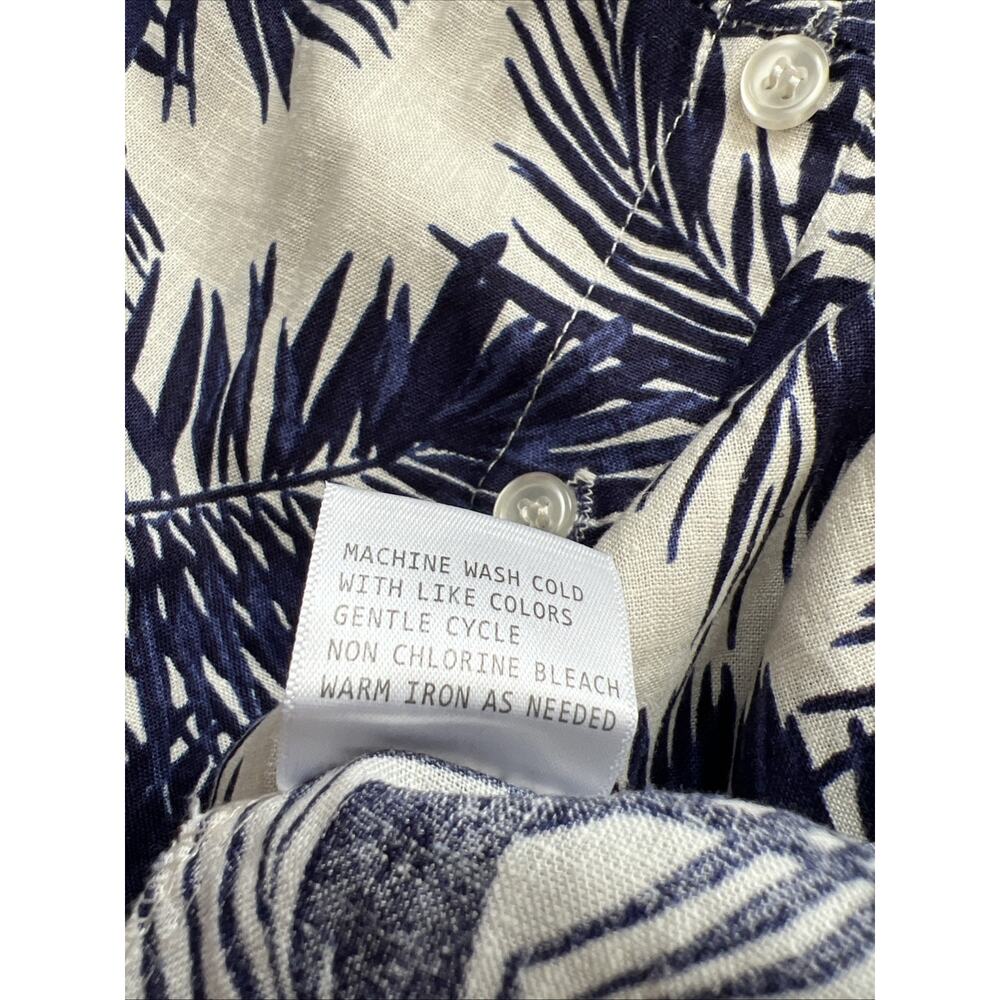 Jones & Co Linen Blend Blouse Top Women 3X  3/4 Sleeves Babydoll Blue Cream NWOT - Picture 5 of 12